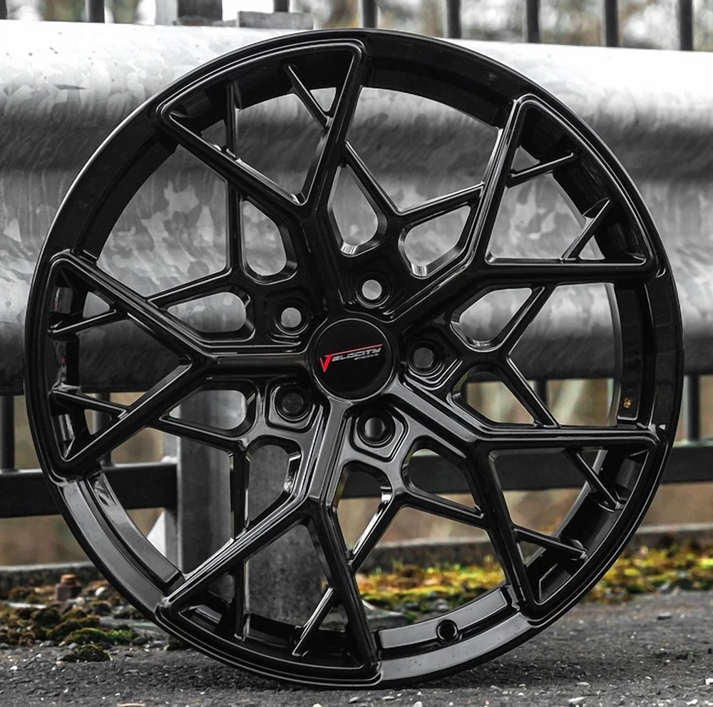 Velocity gloss black mesh-spoke alloy wheel